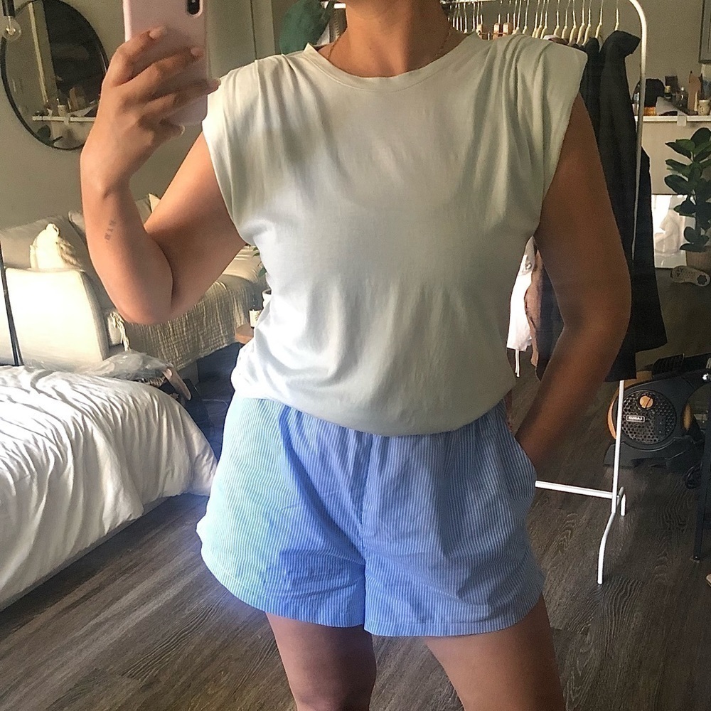 Express Padded Shoulder Top Pima Cotton in Sage S